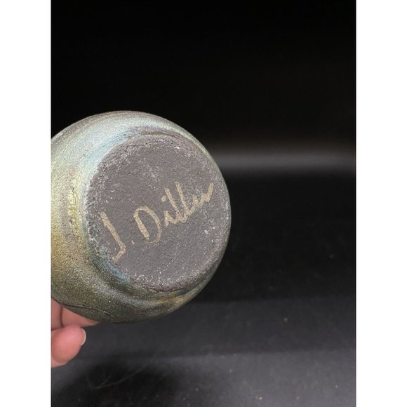 J. Diller Raku Southwestern Art Pottery Vase Jar Gecko Lizard Cork Stopper - Picture 3 of 9